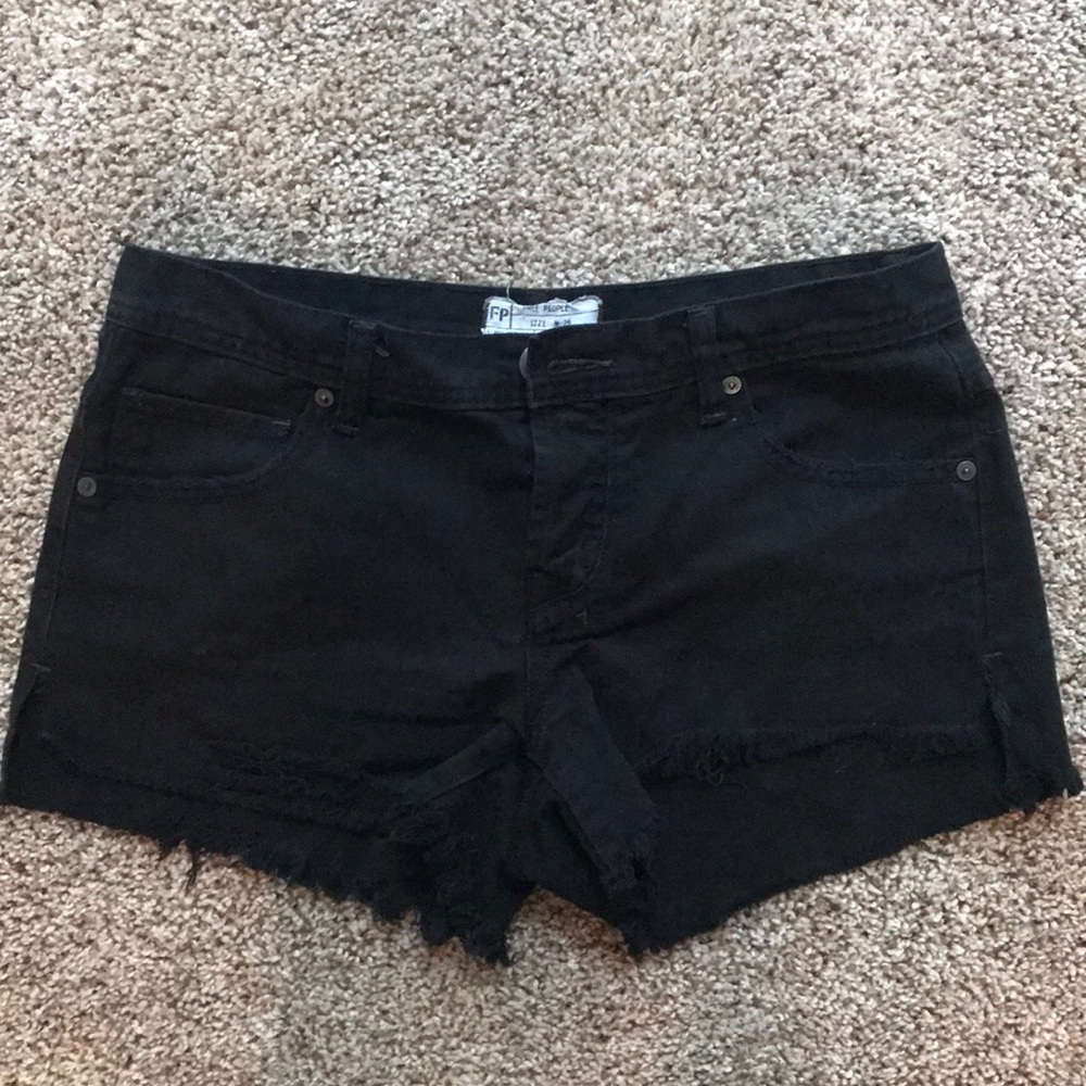 Free People Black Jean Shorts